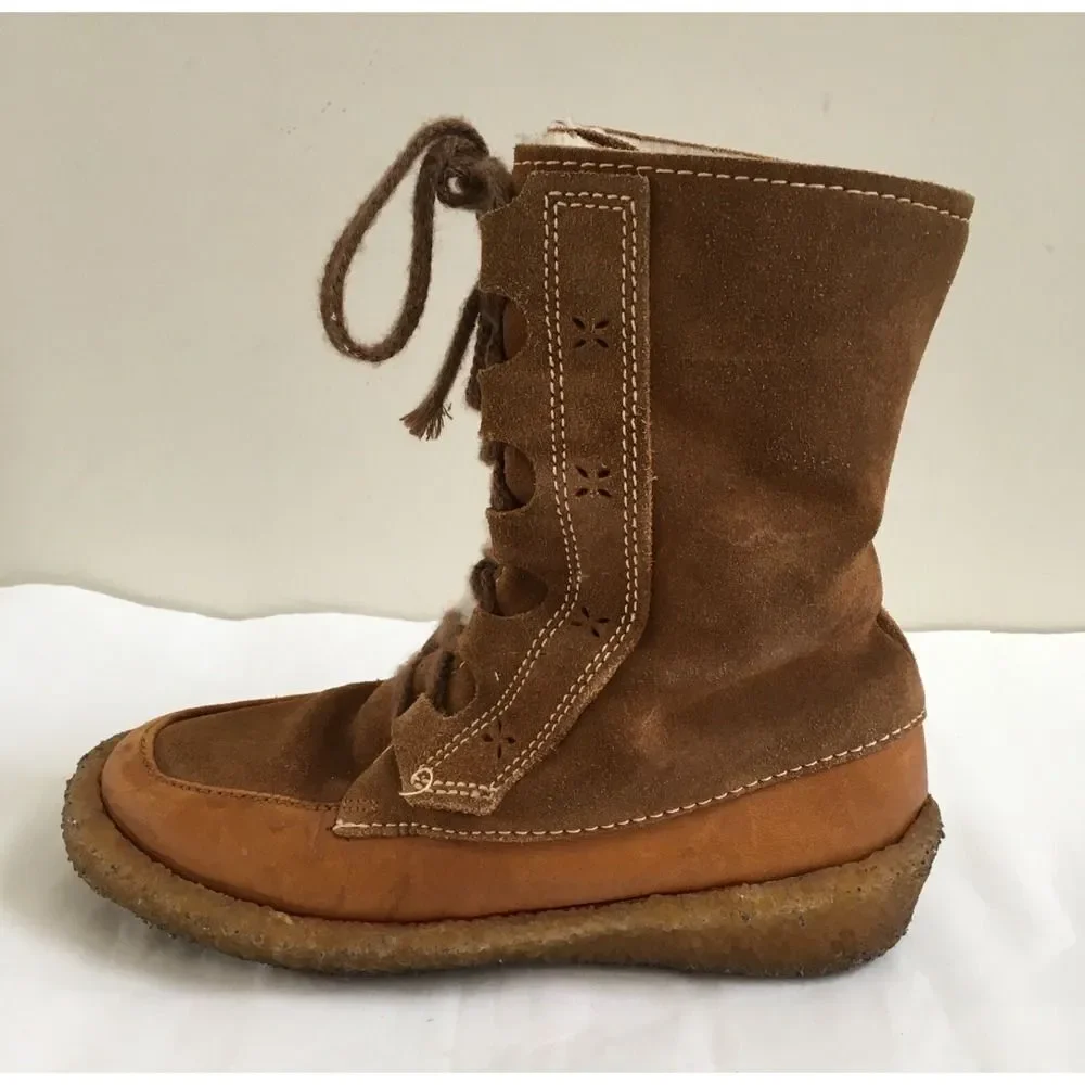 Vintage LL BEAN Sherpa Lined Womens Sz 7 Made In Canada Leather Suede Boots